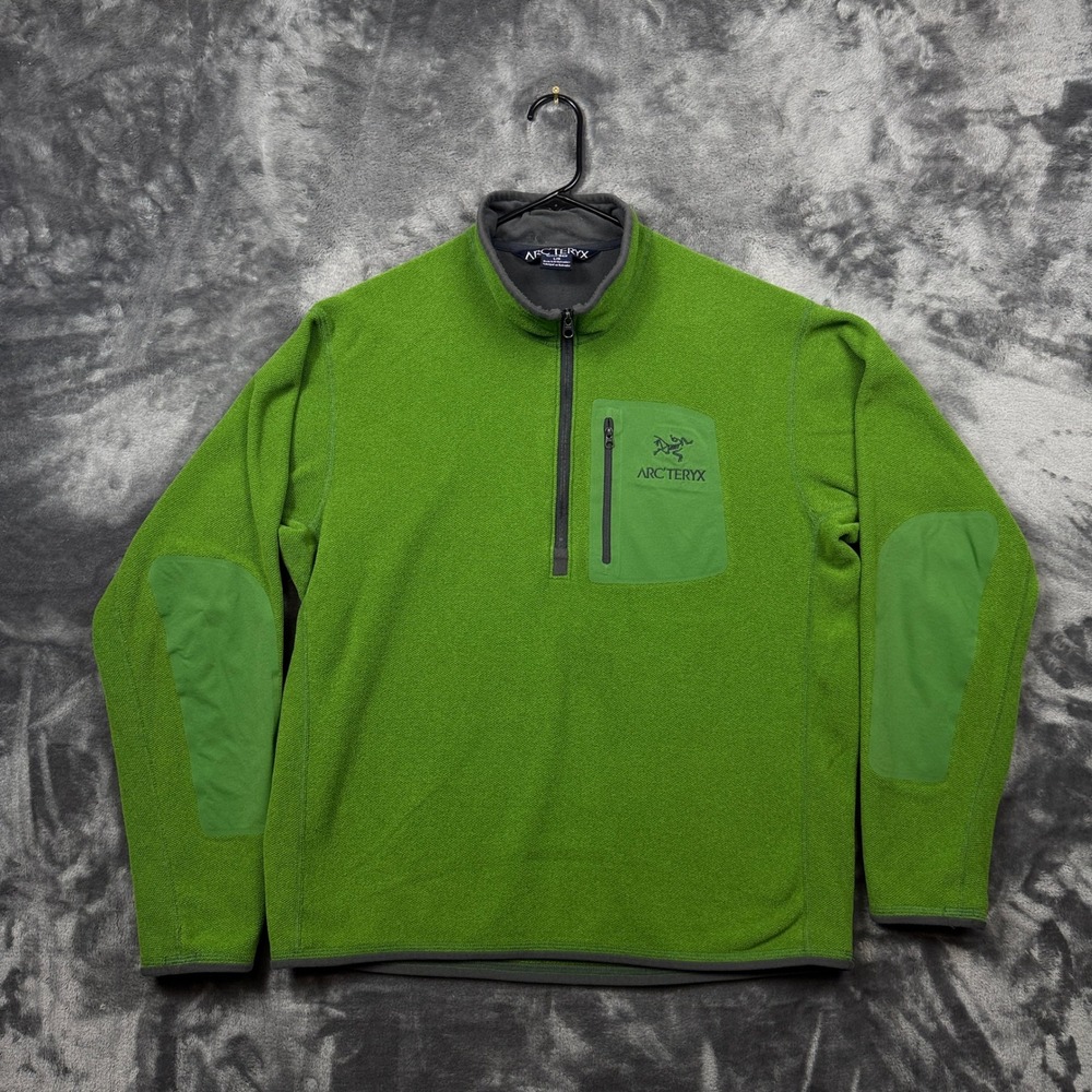 Arc'teryx Fleece Pullover Mens Large Green Quarter Zip Delta LT Jacket 9858
